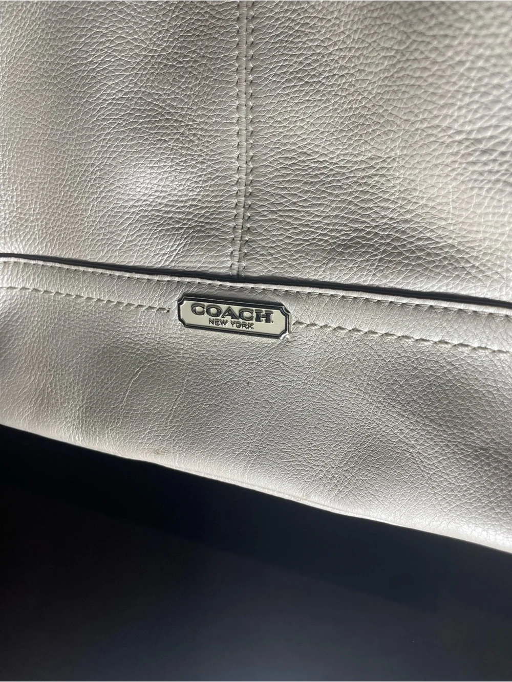 Coach Cream Pebbled Leather Shoulder Tote. Large